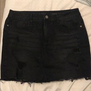 Black ripped mini skirt